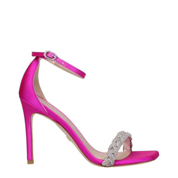 Pinke Satin-Stilettosandalen