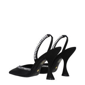 Schwarze Satin-Stilettosandalen