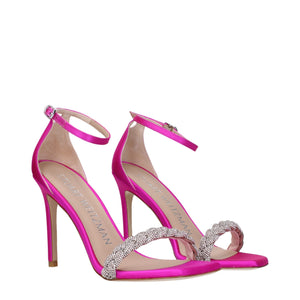Pinke Satin-Stilettosandalen