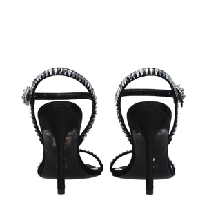 Schwarze Satin-Stilettosandalen