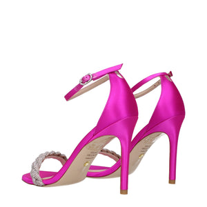 Pinke Satin-Stilettosandalen