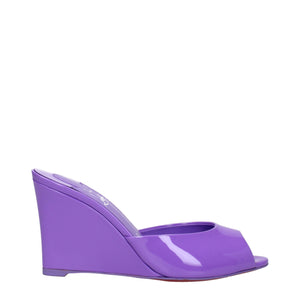 Lila Leder-Keilsandalen