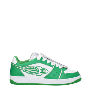 Grüne Sneakers aus Leder mit niedrigem Schaft