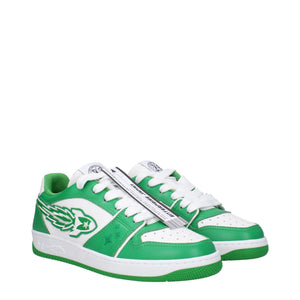 Grüne Sneakers aus Leder mit niedrigem Schaft