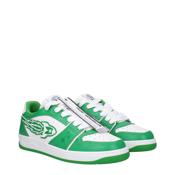Grüne Sneakers aus Leder mit niedrigem Schaft