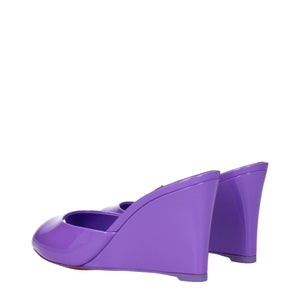 Lila Leder-Keilsandalen