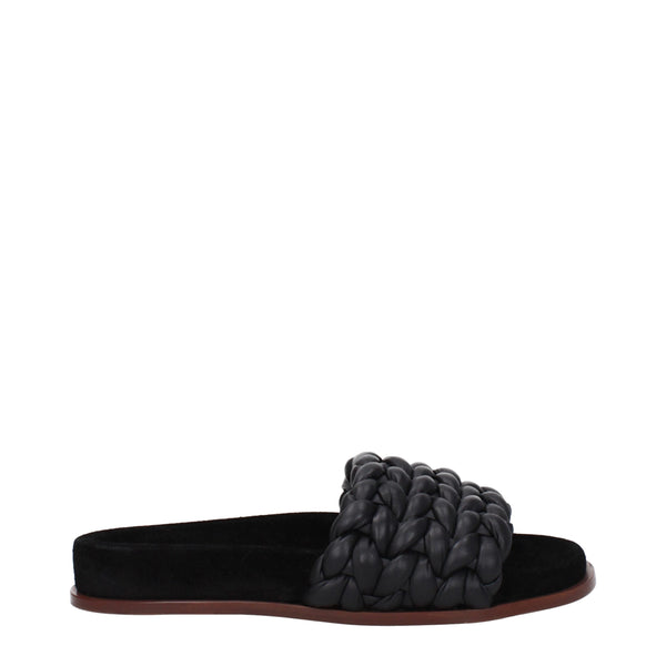 Elegante Leder-Hausschuhe in Schwarz