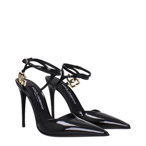 Schwarze Leder-Stilettosandalen
