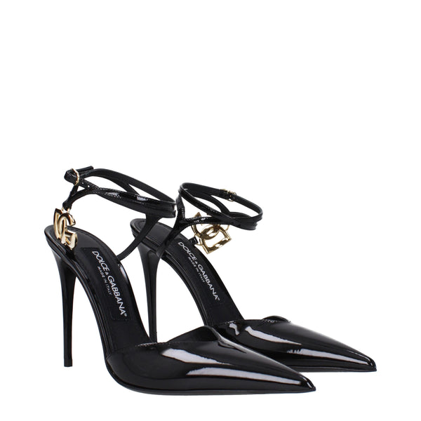 Schwarze Leder-Stilettosandalen