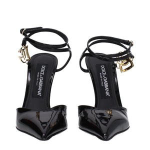 Schwarze Leder-Stilettosandalen