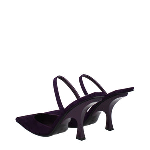 Lila Leder Stilettosandalen mit Pfennigabsatz