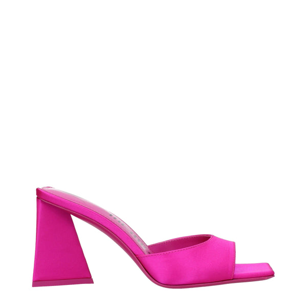 Pinke Satin Sandalen mit Pfennigabsatz