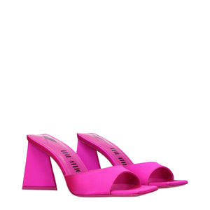 Pinke Satin Sandalen mit Pfennigabsatz