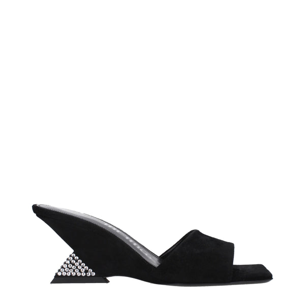 Schwarze Ledersandalen mit Plateauabsatz