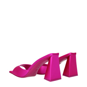 Pinke Satin Sandalen mit Pfennigabsatz