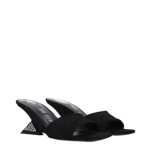 Schwarze Ledersandalen mit Plateauabsatz