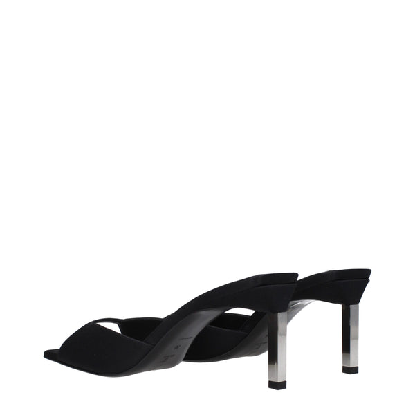 Schwarze Satin-Sandaletten mit Stiletto-Absatz