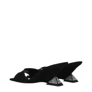 Schwarze Ledersandalen mit Plateauabsatz