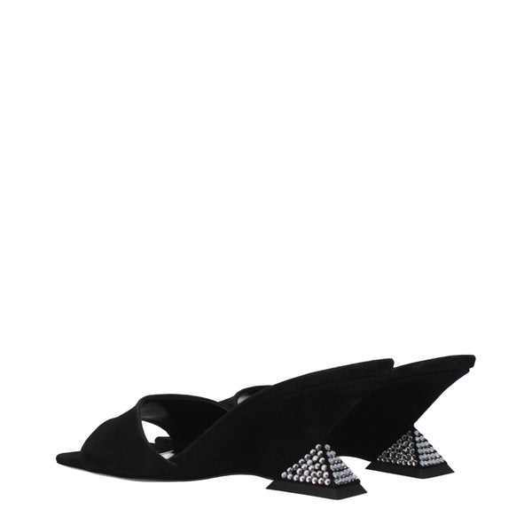 Schwarze Ledersandalen mit Plateauabsatz