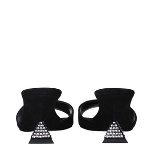 Schwarze Ledersandalen mit Plateauabsatz