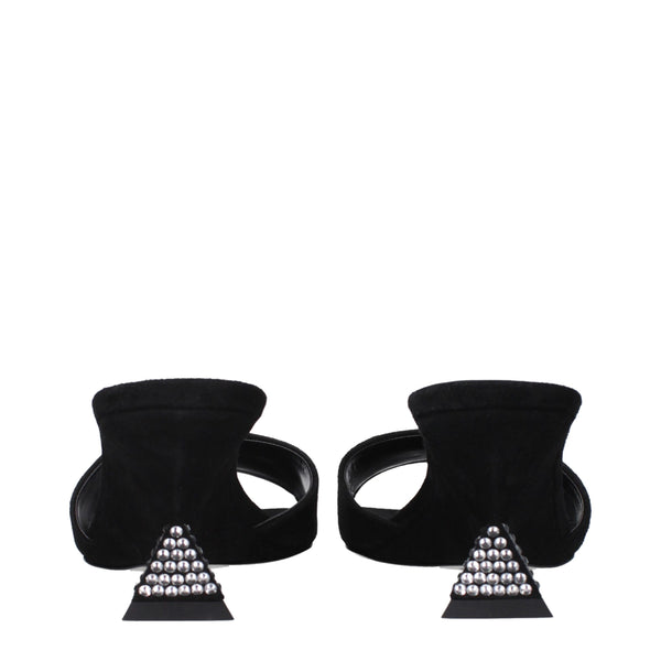 Schwarze Ledersandalen mit Plateauabsatz
