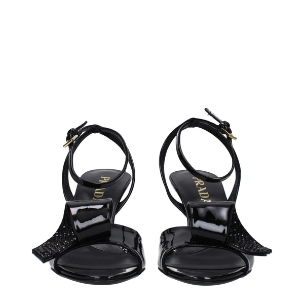 Schwarze Leder-Stilettosandalen