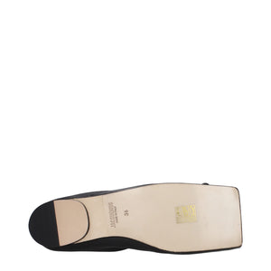 Schwarze Leder-Ballett-Flats