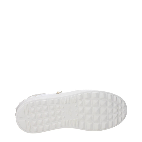Weiße Leder Plateau Turnschuhe