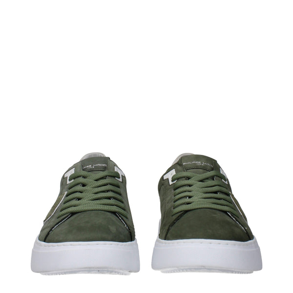 Grüne Sneakers aus Leder mit niedrigem Schaft