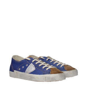 Blaue Leder-Sneaker mit niedrigem Schaft