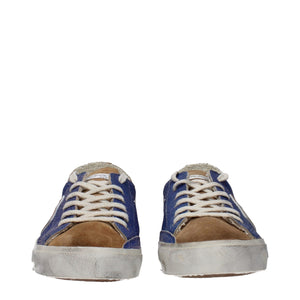 Blaue Leder-Sneaker mit niedrigem Schaft
