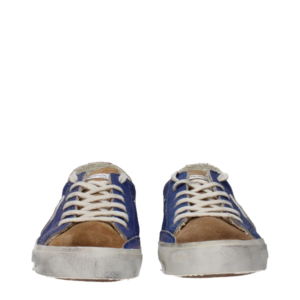 Blaue Leder-Sneaker mit niedrigem Schaft