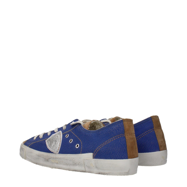 Blaue Leder-Sneaker mit niedrigem Schaft