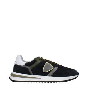 Blaue Leder Sportliche Turnschuhe