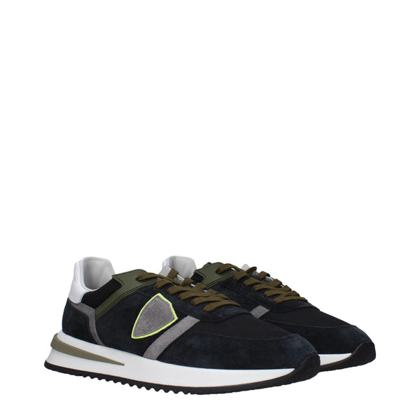 Blaue Leder Sportliche Turnschuhe