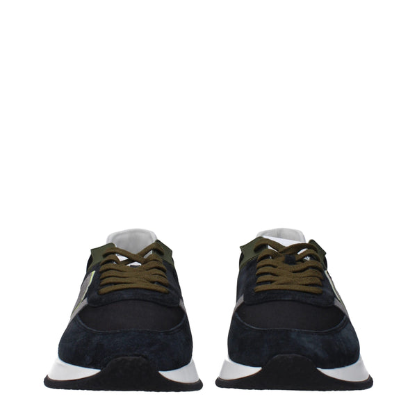 Blaue Leder Sportliche Turnschuhe