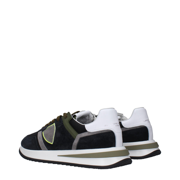 Blaue Leder Sportliche Turnschuhe