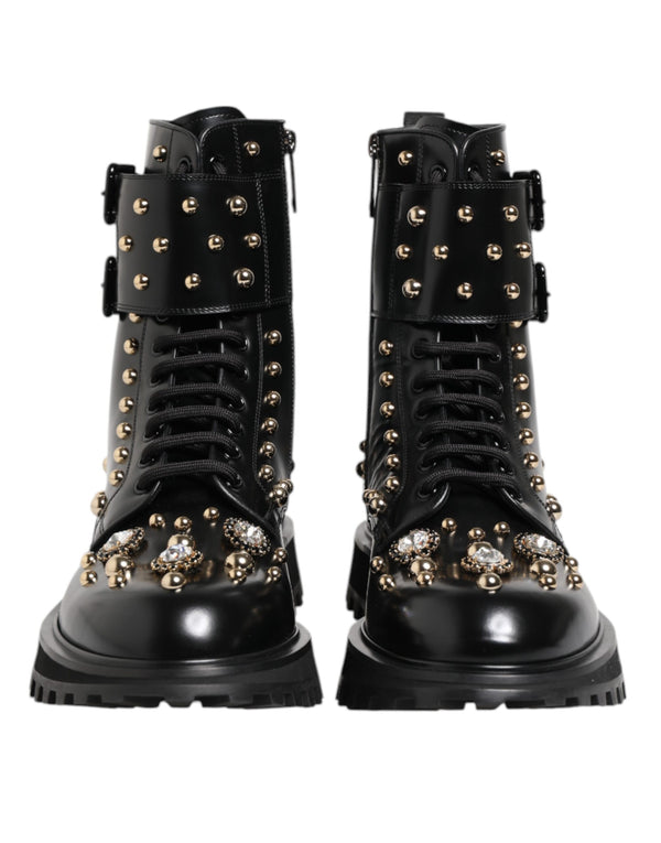 Schwarze Nietenschnürstiefel Schuhe mit mittlerer Weite