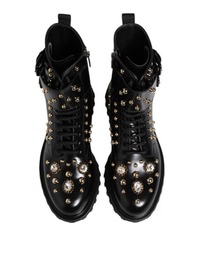 Schwarze Nietenschnürstiefel Schuhe mit mittlerer Weite