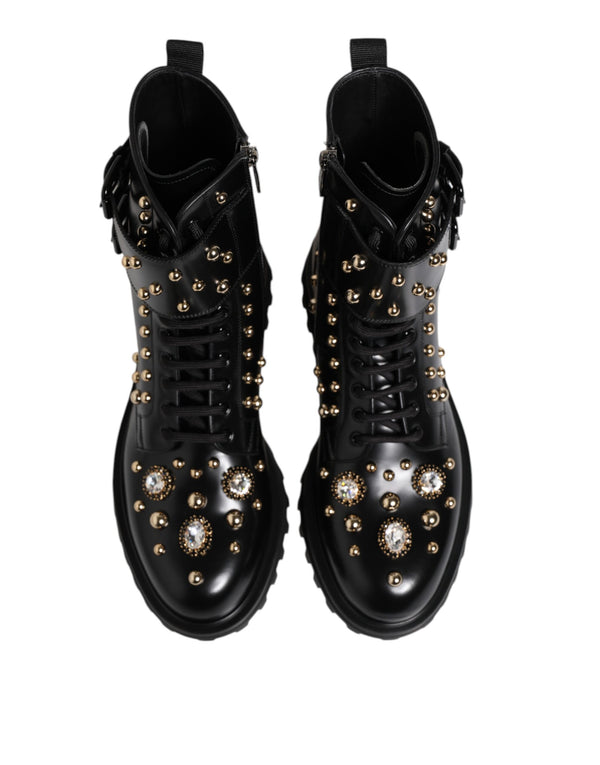 Schwarze Nietenschnürstiefel Schuhe mit mittlerer Weite