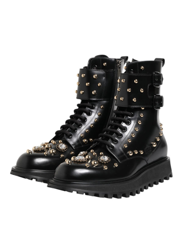 Schwarze Nietenschnürstiefel Schuhe mit mittlerer Weite