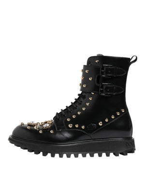 Schwarze Nietenschnürstiefel Schuhe mit mittlerer Weite