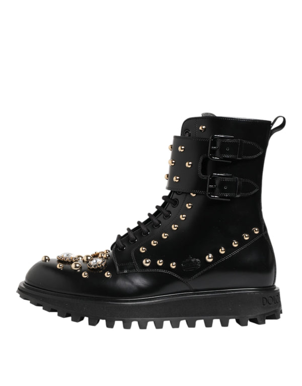 Schwarze Nietenschnürstiefel Schuhe mit mittlerer Weite