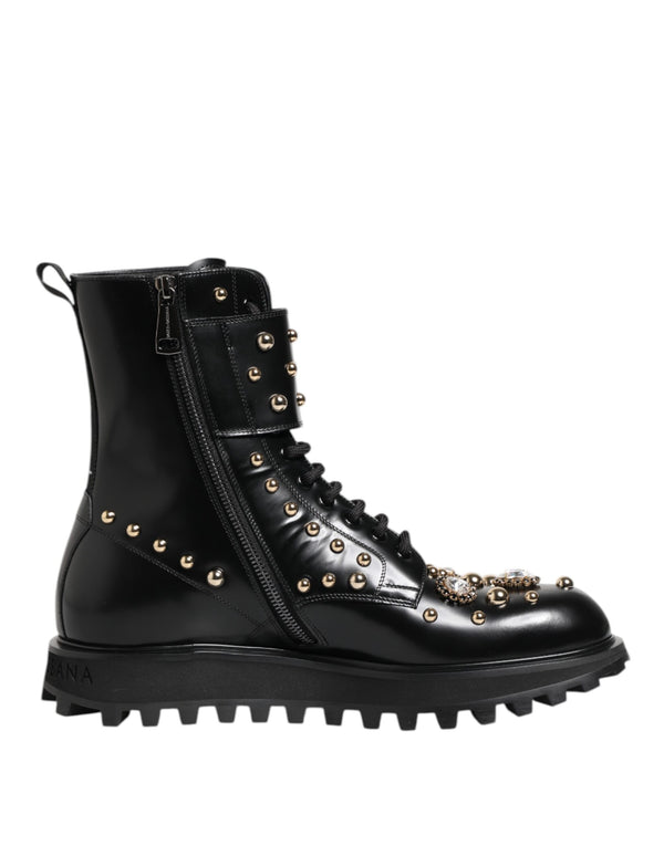 Schwarze Nietenschnürstiefel Schuhe mit mittlerer Weite