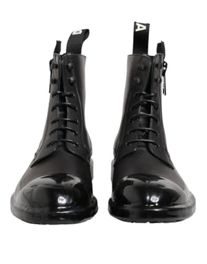 Braun Schwarz Lace Up Mid Calf Männer Stiefel Schuhe