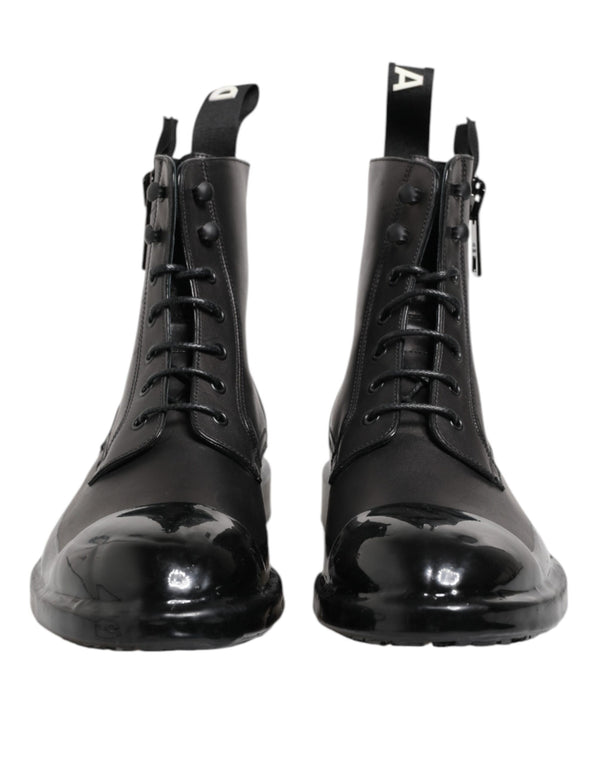 Braun Schwarz Lace Up Mid Calf Männer Stiefel Schuhe