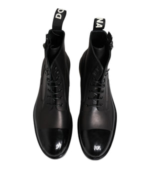 Braun Schwarz Lace Up Mid Calf Männer Stiefel Schuhe