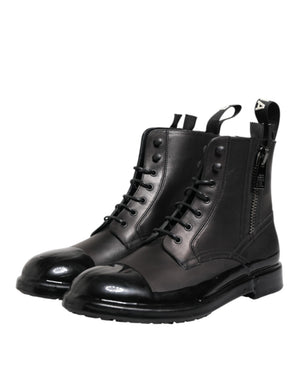 Braun Schwarz Lace Up Mid Calf Männer Stiefel Schuhe