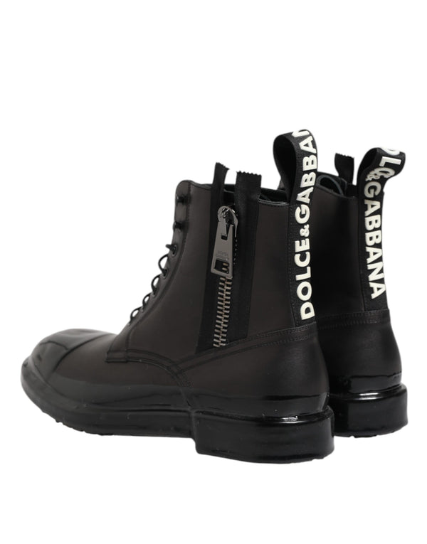 Braun Schwarz Lace Up Mid Calf Männer Stiefel Schuhe