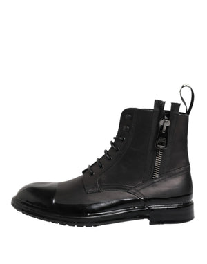 Braun Schwarz Lace Up Mid Calf Männer Stiefel Schuhe